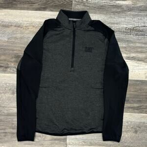 Under Armour CAT Caterpillar Black Gray Women M 1/2 Zip Loose Stretch Sweatshirt